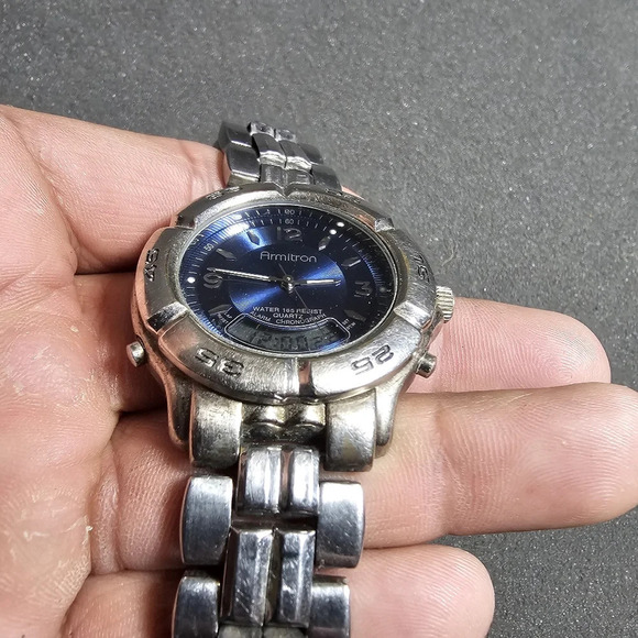 Armitron Mens SS Analog Digital Quartz Watch 20/1441-205 For Parts Or Repair - Picture 4 of 9
